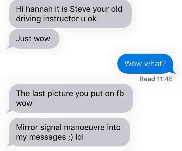 lol quick throwback to when my old driving instructor tried to hit me up x
