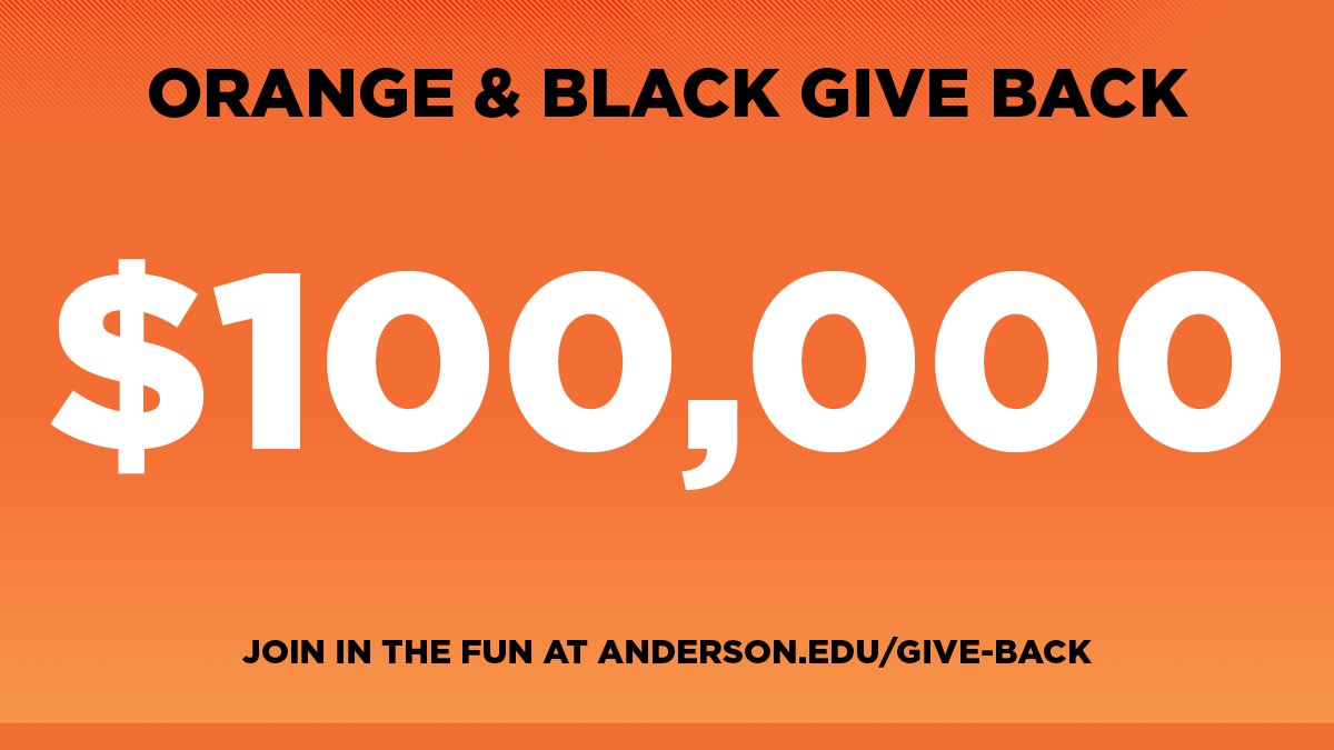 AndersonU's tweet image. We've surpassed $100,000! You all are amazing and we can't thank you enough! There are still many challenges and goals waiting to be met. Join in the fun and let's keep it going. Give now: anderson.edu/give-back #AUGiveBack