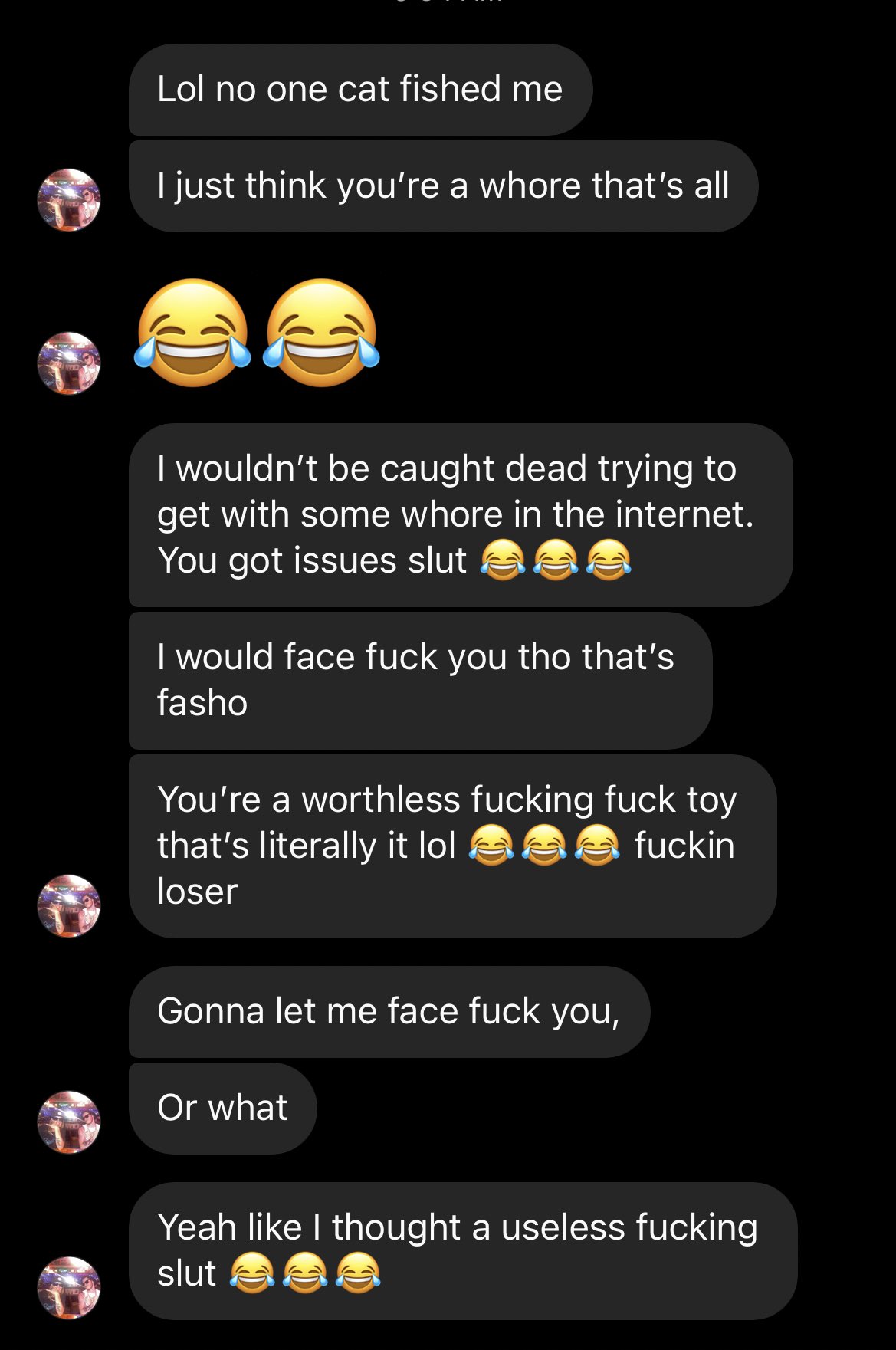 2 pic. a man sent me some insane messages so i made a facebook, found his, and messaged 25 of his friends and family the screenshot with a message about how i hope this allows him to get the help he needs before he harms a woman he has access to. how men treat sex workers is the REAL… https://t.co/iMEWfYDcTF https://t.co/H8SLYkZGLz