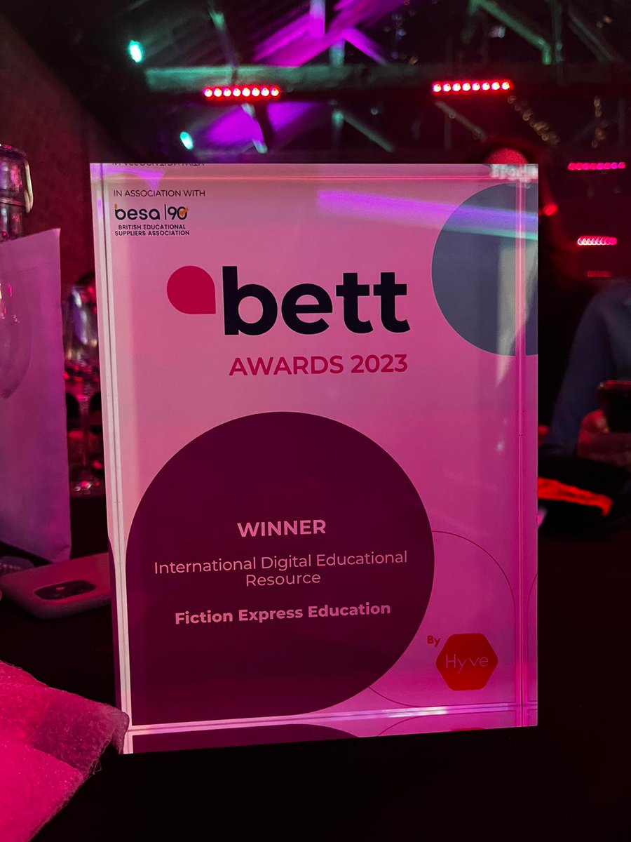😍📸 #Bett2023 Awards winners!

We are thrilled and proud to announce that we have won the <a href="/Bett_show/">Bett Global</a> Awards for Best International Digital Educational Resource! Congrats to the whole team! #FictionExpress ✍️#BecomeAWriter