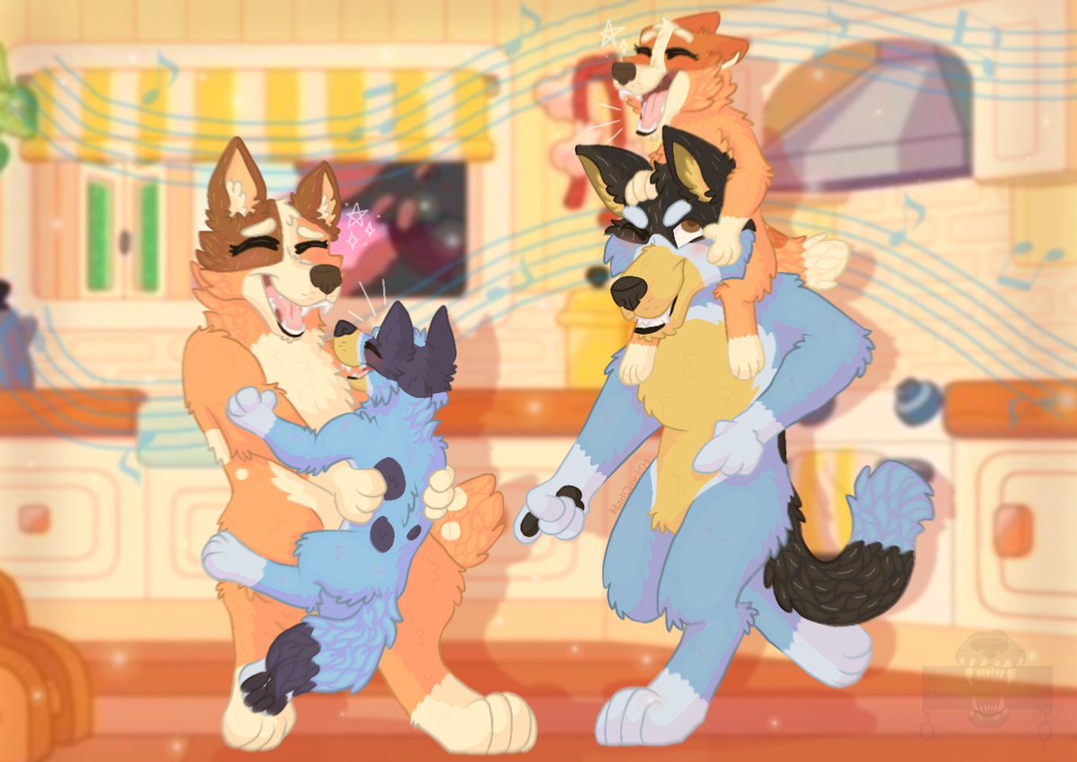BadgerGutz's tweet photo. This episode of Bluey is called Dance Mode!

This took me about nine and a half hours, please enjoy. 🧡💙

Background Art: Ludo Studio/Disney
Character Art: BadgerGutz Studios
#BlueyFanArt #Bluey #DanceMode #DigitalArt #FurryArt #FurryArtist #CommissionsOpen https://t.co/cr7N4UQsuP