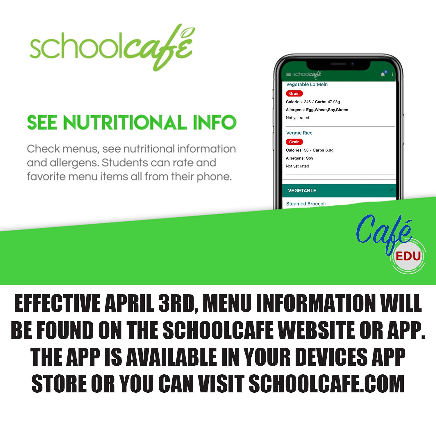 Cafe Edu On Twitter Schoolcafe Is Now Live For All Menus If You Have