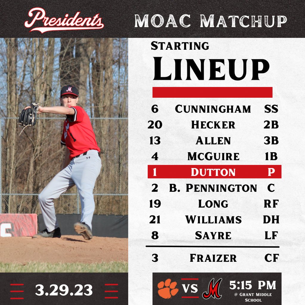 Here is today’s Varsity starting lineup: