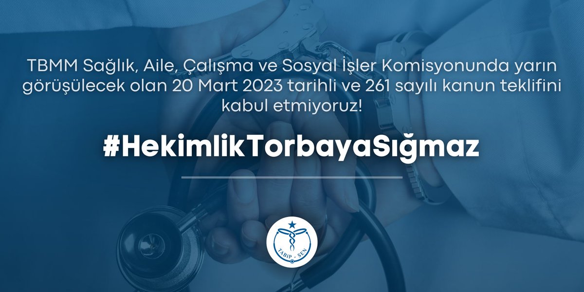 Tabip_Sen's tweet photo. Hekimliğin hikmet sahibi olmak ve sanatkarlık olduğunu unutup hekimleri hasta bakma memuru sananlar, mesleğimizi onurumuzu ayaklar altına alarak hazırlanan yasa tasarısına bir de not düşmüşler: 

“Meslekten sürekli men edilmesine karar verilen Devlet memurları istekleri hâlinde, mesleği ile ilişkisi bulunmayan durumlarına uygun başka bir kadroya atanır, aksi halde görevleri sona erer.”

Hekim olmak o kadar kolay mı?
Hekimi men etmek bu kadar kolay mı?

#HekimlikTorbayaSığmaz