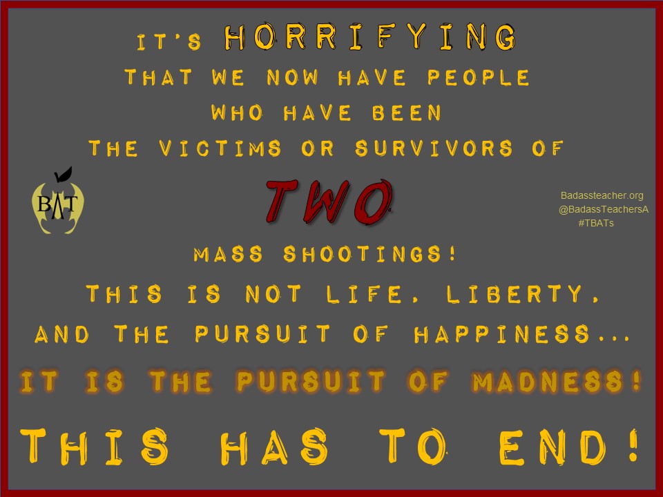 Mass Murder is not Life, Liberty, or the Pursuit of Happiness, It is the Pursuit of Madness. #TBATs 
#ItsTheGuns #StopTheNRA  #NashvilleCovenantSchool <a href="/IndianaBATs/">INBATs</a> <a href="/iowabats/">Iowa BATs</a> <a href="/MNBATs1/">MN Badass Teachers</a> <a href="/Wisconsin_BATs/">Wisconsin BATs</a> <a href="/MissouriBATs/">Missouri BATs</a> <a href="/ArkansasBATsA/">ArkansasBATs</a> <a href="/LouisianaBATs/">Louisiana</a> <a href="/MIBATS/">Michigan BATS</a> #EnoughIsEnough