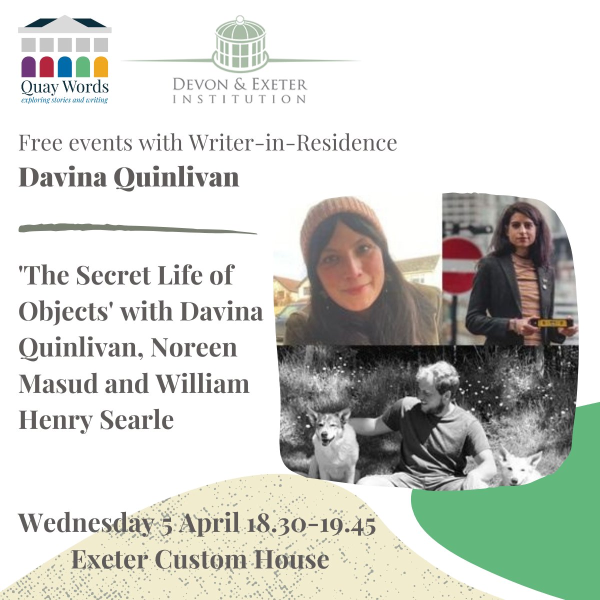 LitWorks's tweet photo. Book now for The Secret Life of Objects with @DQuinlivanB @NoreenMasud & @WilliamHenrySe3. Stories of place & threads through objects, puppetry & the everyday!
Pay what you can.
Wed 5 April #exetercustomhouse.
#QuayWords @devon_ex_inst
https://t.co/4QgbzrSl93
@exetercityoflit https://t.co/QHMtW8XV74