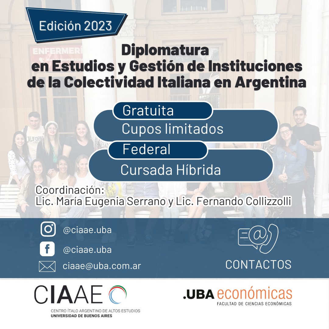 🇮🇹Nuova edizione della Diplomatura in Studi e gestione delle istituzioni della collettività 🇮🇹 in 🇦🇷
ℹ️consrosario.esteri.it/consolato_rosa…
🇦🇷Nueva edición de la Diplomatura en Estudios y gestión de instituciones de la colectividad 🇮🇹 in 🇦🇷
ℹ️consrosario.esteri.it/consolato_rosa…

<a href="/ItalyMFA/">Farnesina 🇮🇹</a> 
<a href="/ItalyinARG/">Italy in Argentina</a>