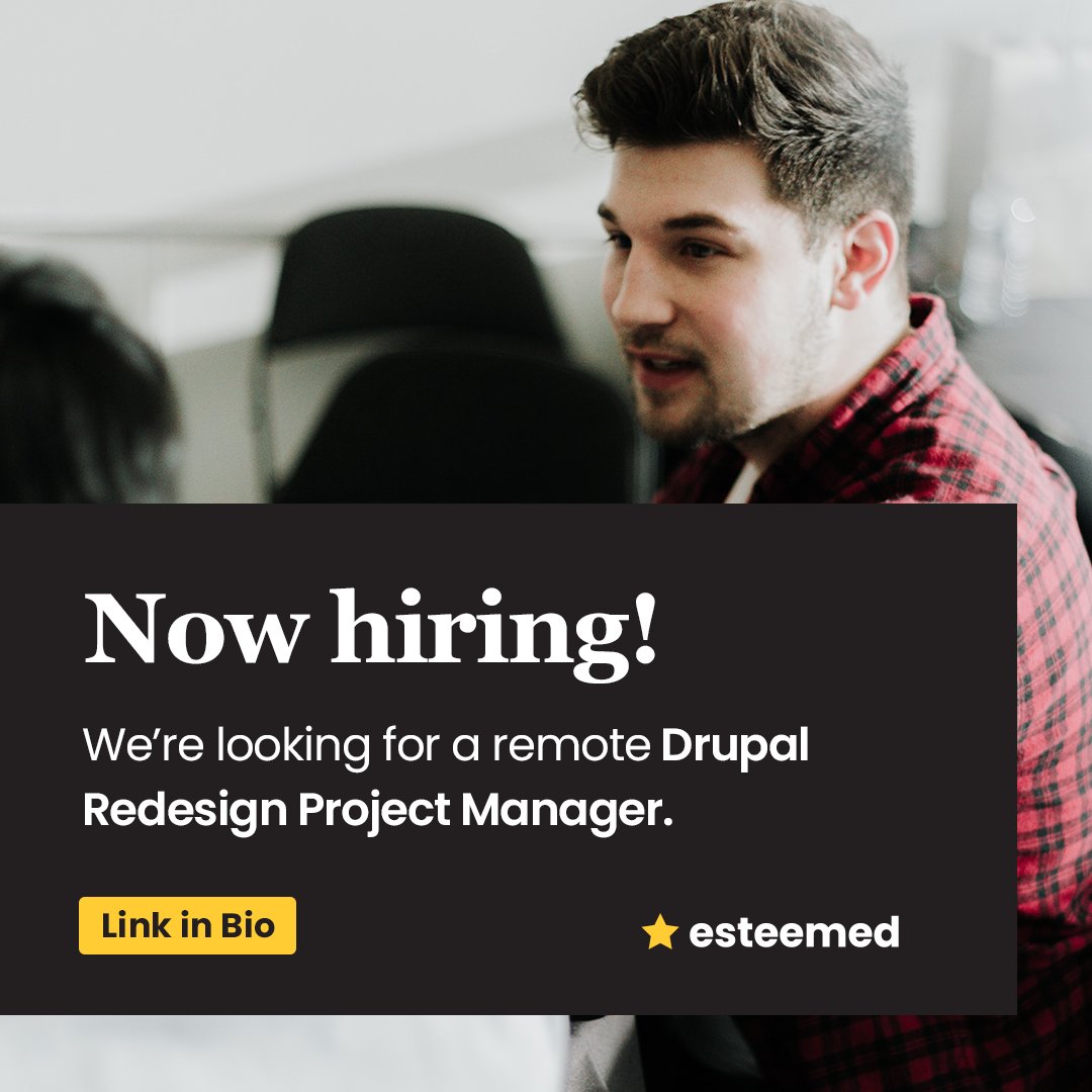DrupalContract's tweet image. Now hiring! We’re looking for a remote Drupal Redesign PM who is skilled with directing project development, defining project goals and deliverables, and estimating program/project resource requirements. Learn more and apply here: talent.esteemed.io/jobs/935

#techishiring #drupal