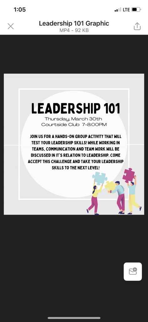 Leadership 101 is live tomorrow in the Courtside Club from 7-8pm brought to you by TCU Leadership and Student Involvement🙌🏽

Join us for a hands on activity and presentation encompassing leadership and communication skills that are transferable to your sport and future careers!