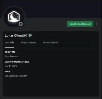 AvacadosFormexi's tweet photo. @LunarClientHelp uh scam account? maybe? https://t.co/nKMfJ63v6X