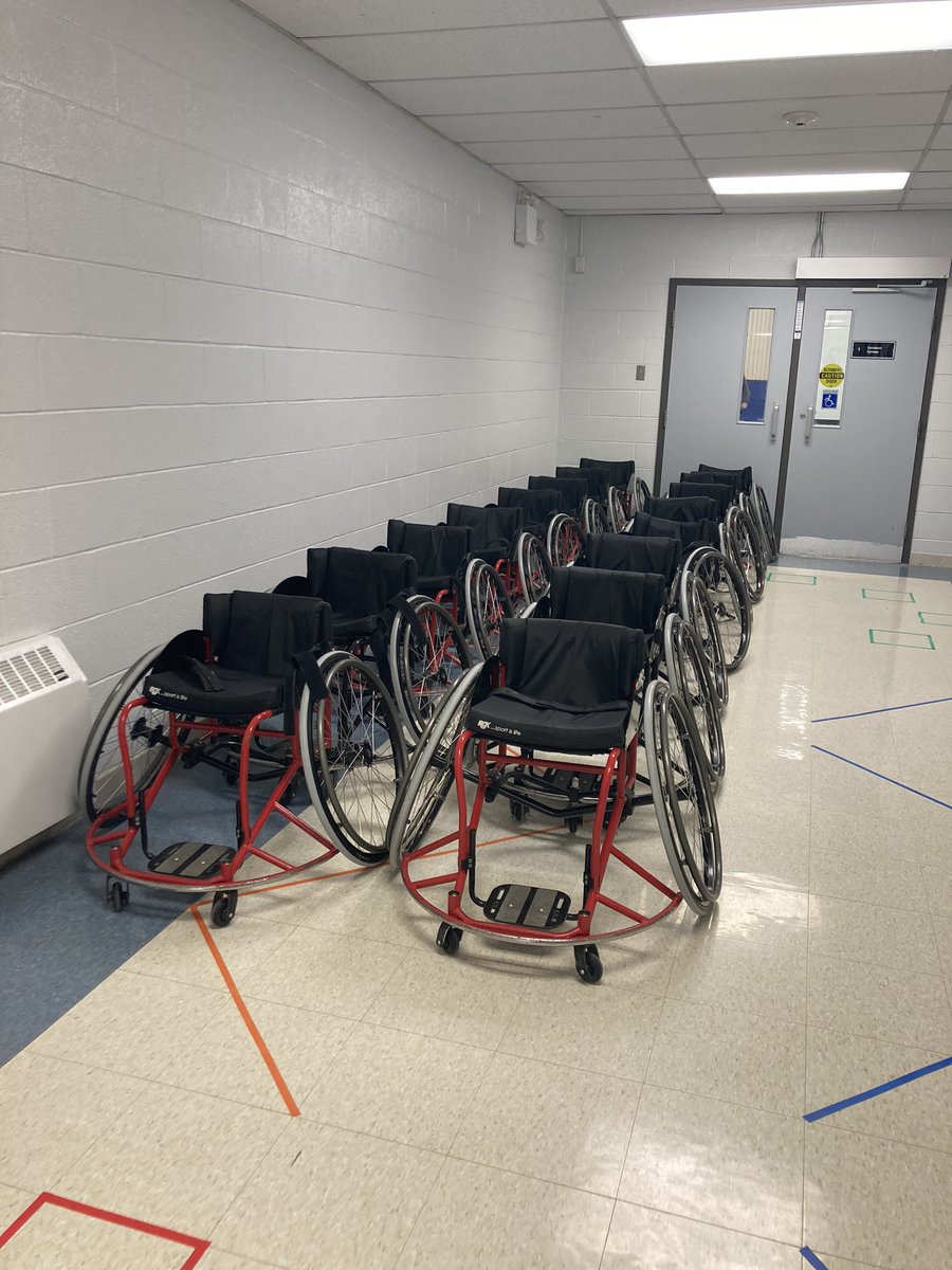 MsCoulombe's tweet photo. The wheelchairs are here…let’s take on a new perspective, have an open mind and have some fun!! @EPErinPS @ugdsb https://t.co/YEV9Jqb8Xj