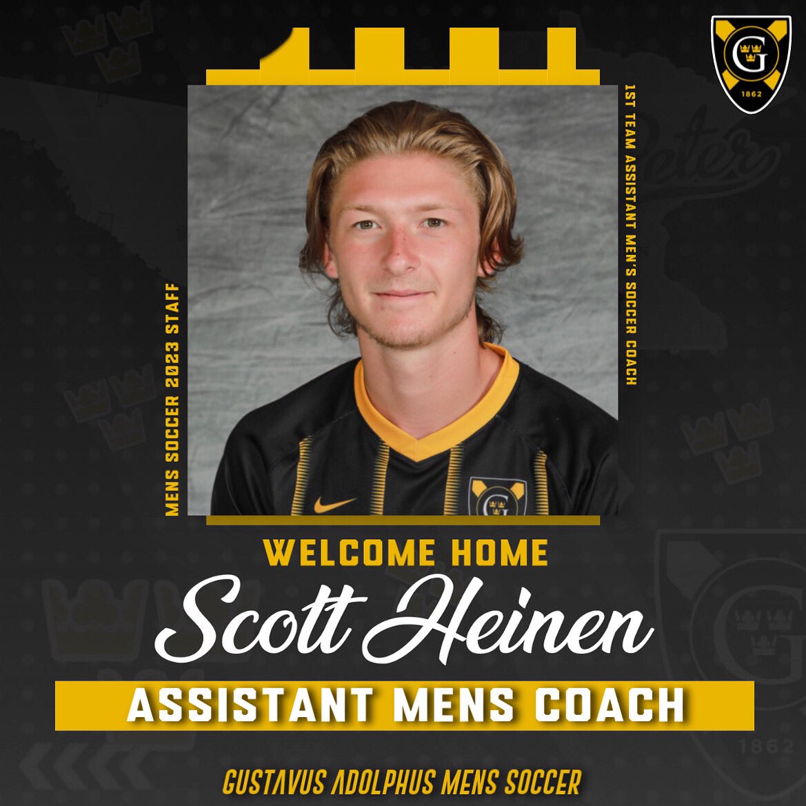 gustiemsoccer's tweet photo. Welcome home Coach Heinen! 
Scott Heinen returns to St. Peter as 1st Team Assistant &amp; Recruiting Coordinator. 
Between 2017-21 he won 3 MIAC titles for Gustavus. Since then he has been playing in Germany at SV Breinig &amp; Germania Eicherscheid.
Welcome back Coach!
#GoGusties 👑👑👑 https://t.co/JkQzeZP4UT