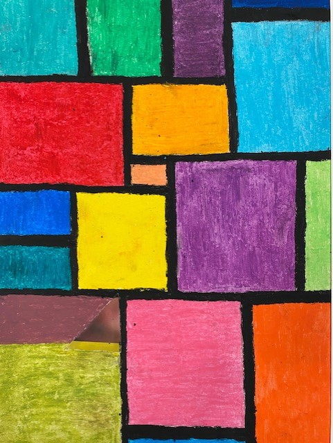 SchneiderArtMHS's tweet photo. Studio in Art abstract oil pastel compositions, Hide the Triangle. #youthartmonth https://t.co/2uuveDYNCp