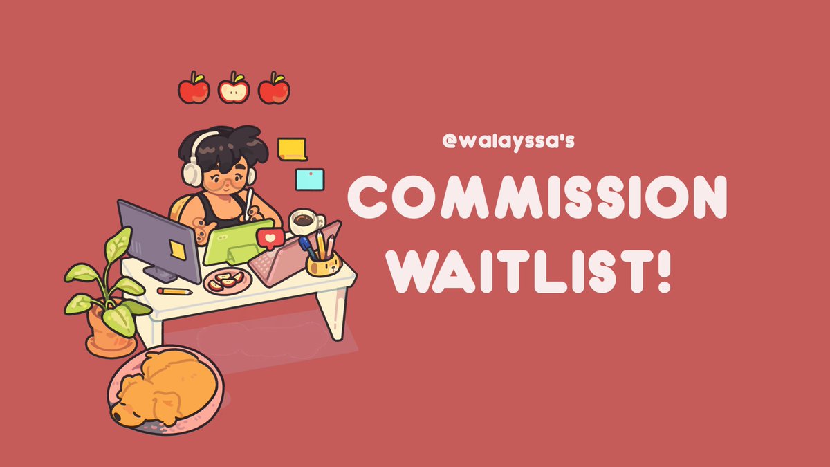 walayssa's tweet photo. 🍎 making my waitlist available again so you can submit a request or just take a look at my prices! if you'd just like to leave your email as a way for me to contact you when commissions open again, feel free to! https://t.co/NO8iGZ8Cij https://t.co/2g1NWXO3r6