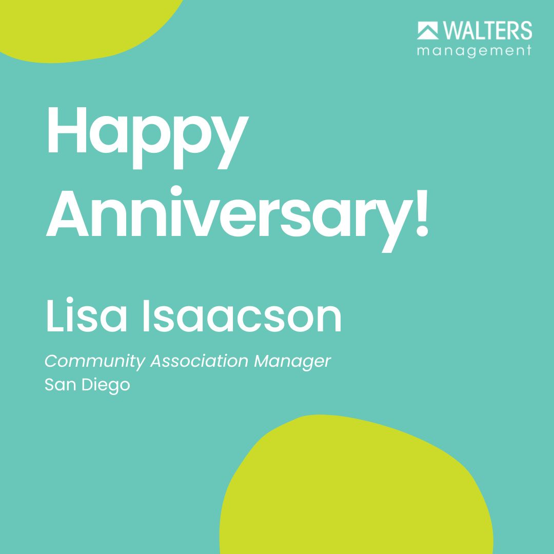 waltersmgmt's tweet photo. We are happy to celebrate 16 years of working Lisa Beth Isaacson, Community Association Manager of San Diego! We appreciate all you have done for Walter Management. #waltersfamily #workanniversary https://t.co/wwwER1UWiL