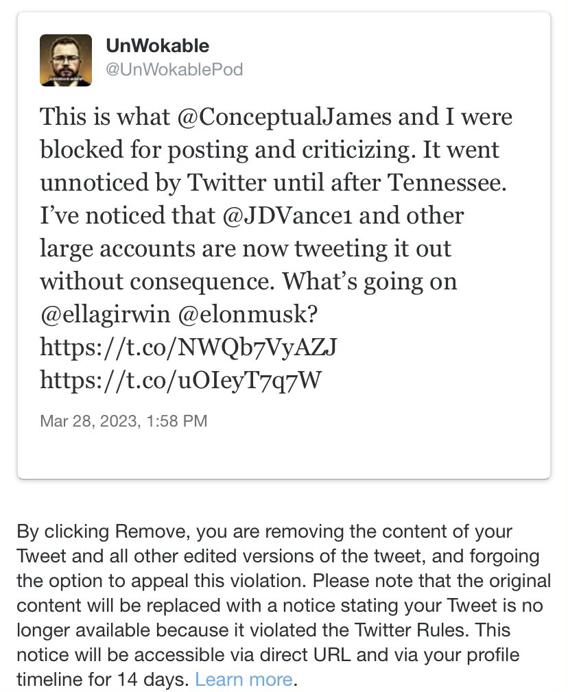 OfficialCWATSON's tweet image. Why has @UnWokablePod been canned yet again? It makes no sense. A professed free speech platform should not have this problem. @TwitterSupport @elonmusk please fix this.