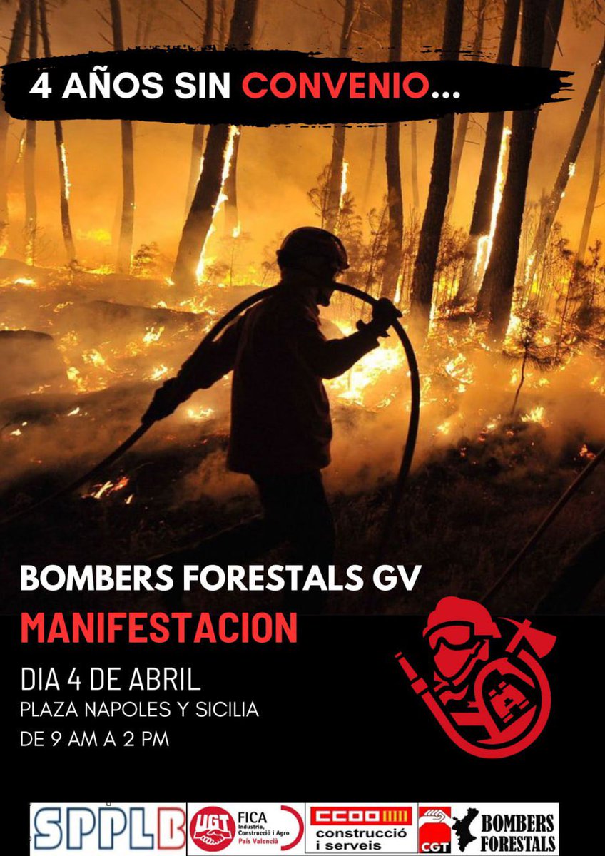 ¡¡¡No falles, ahora o nunca!!!   Martes 4 de abril en Valencia Plaza Nápoles y Sicilia 9:00 a 14:00h  ¡Convenio YA! para #BombersForestalsGVA #LosDeAmarillo @GVA112 @ccoopv @GVAbforestals @GVAjusticia