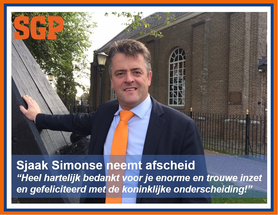 Wij feliciteren Sjaak Simonse met zijn koninklijke onderscheiding en bedanken hem voor zijn jarenlange trouwe inzet voor de fractie SGP Flevoland!