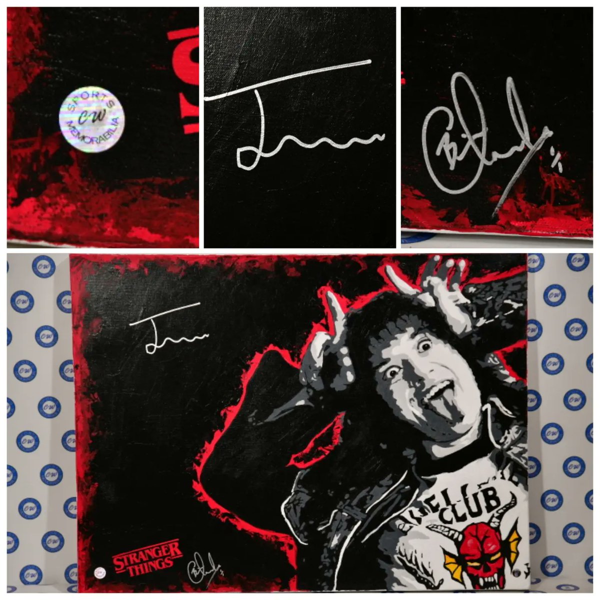 CWSportsMem's tweet photo. Joseph Quinn "EDDIE" SIGNED hand painted Original canvas  1/1 !!!
#StrangerThings

Limited Edition Signed 12x16s available (LE#/10)

ORIGINAL CANVAS $1500 CAD
Loose 12x16 (#2-9) $225
(#1, 10) $250
FRAMED 12x16 suede matting and laser etched name bar $350

+ shipping if needed 📦 https://t.co/jnsSbzy43J