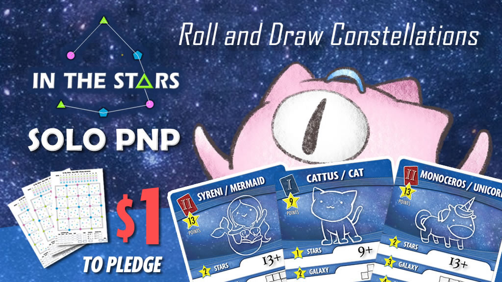 In the Stars - Solo PNP Kickstarter coming soon. It's a two-week campaign with $1 to pledge. Find out more on our website! sunrisetornado.com

#kickstarter #inthestars #rollnwrite