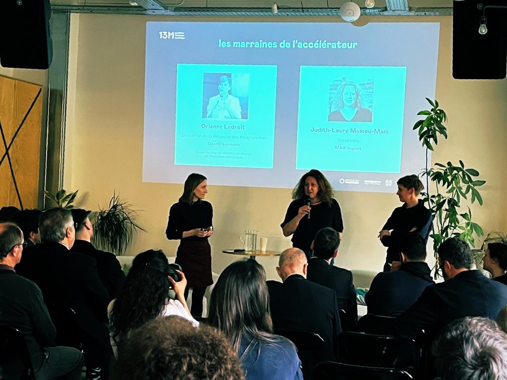 Soirée de lancement du programme d’accélération #13M et mots d’introduction de ses marraines Orianne Ledroit et Judith-Laure Mamou-Mani pour rappeler les fondamentaux de l’inclusion numérique