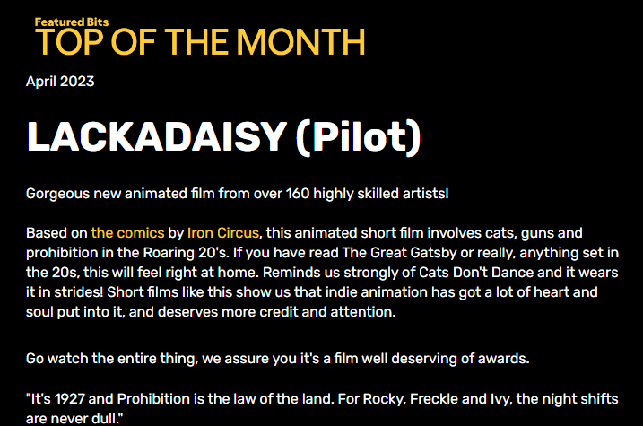 ioxTV's tweet photo. Gorgeous new animated film from @LackadaisyFilm, created by over 160 crew members, the likes of which never seen before for indie animation! Go give them some love!
Check it out!: https://t.co/BkhcxuCfG5
Watch other #FeaturedBits here:
https://t.co/QrDx6OpxZy
#animation #indie https://t.co/be89y2efrT