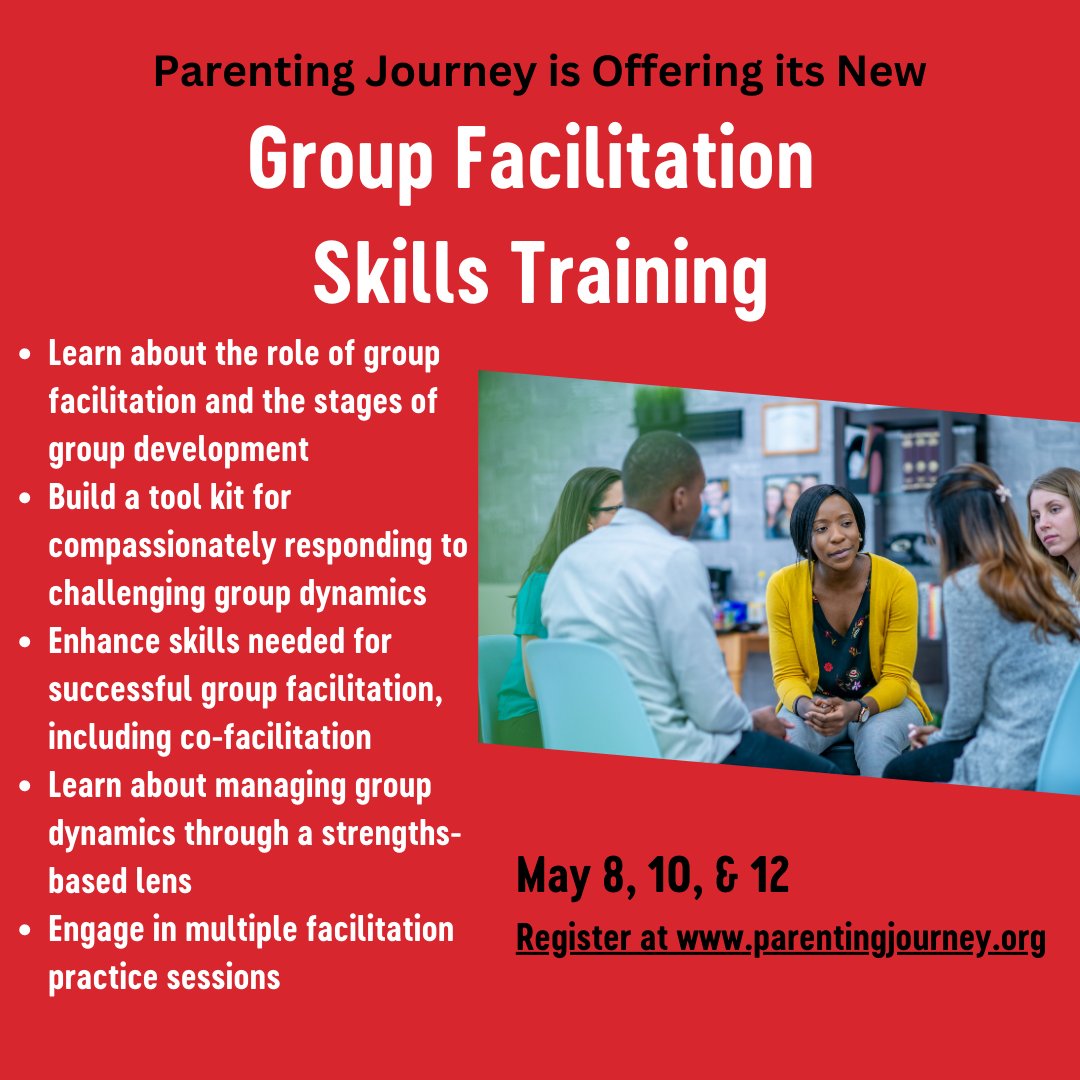 Check out Parenting Journey's new Group Facilitation Skills training this May!
#grouptherapy #groupdynamics #facilitationskills #professionaldevelopment