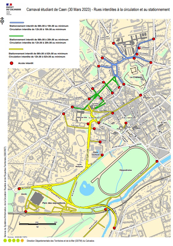 RAPPEL ! [🚨 #CarnavalCaen | STATIONNEMENT ET CIRCULATION 🚨] Jeudi 30 mars, des interdictions de stationnement et de circulation seront mises en place dès 6h00 à #Caen. 🚗