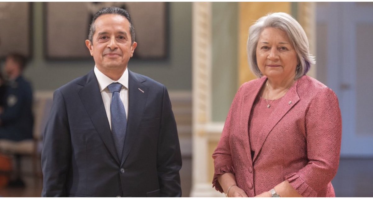 CarlosJoaquin's tweet photo. Tuve el honor de presentar Cartas Credenciales como Embajador de #Mexico en #Canada a la Gobernadora General @GGCanada, Su Excelencia Mary Simon #GGSimon. Con la encomienda de @lopezobrador_  y @m_ebrard de fortalecer lazos de amistad y colaboración entre ambos países. @SRE_mx https://t.co/wlsC1Wt5Q8