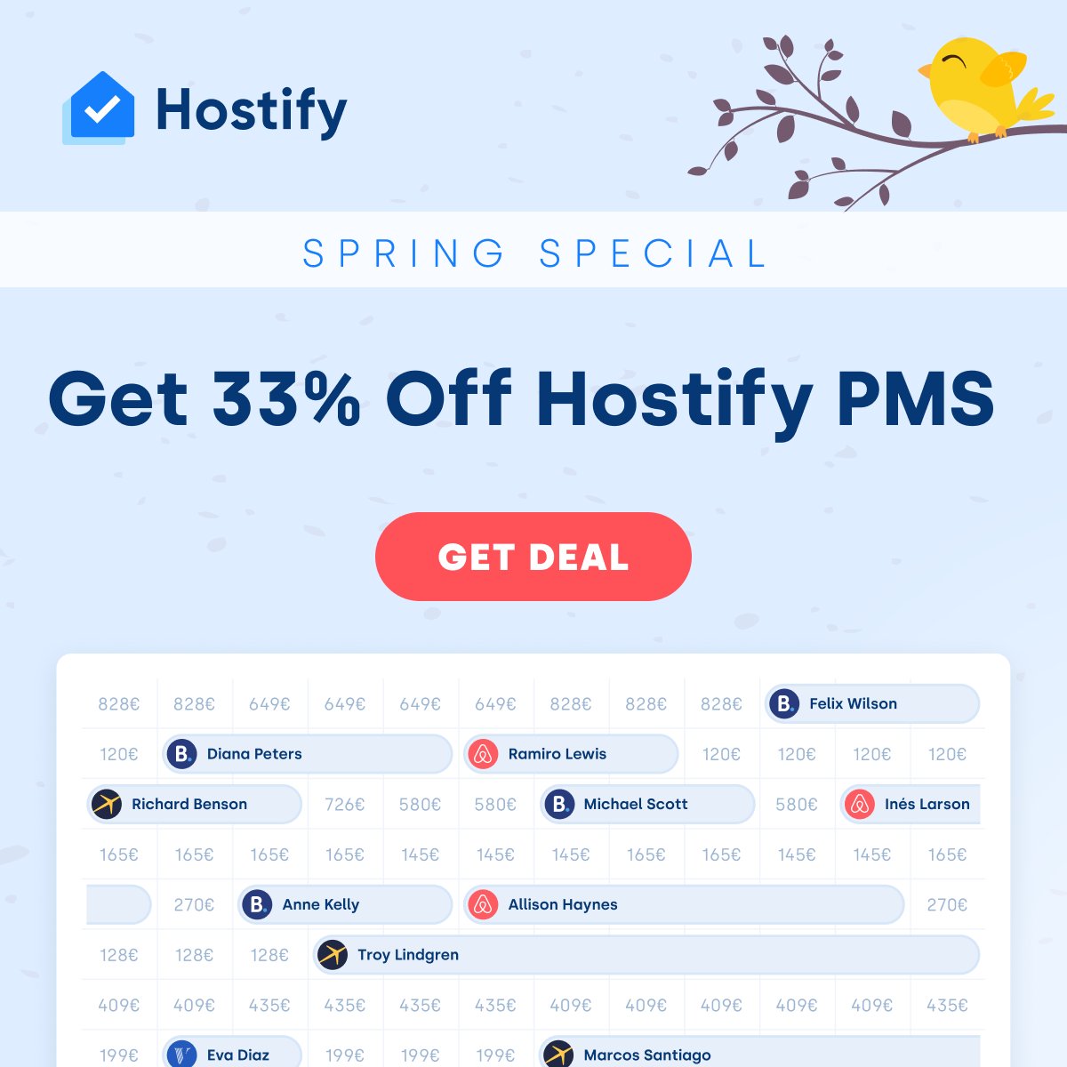 Hostifycom's tweet image. 🔥Spring into action with our #softwarepromotion! Expand your visibility &amp;amp; boost your business with the ultimate technology. Centralize your #propertymanagement and automate your daily processes.
Don&apos;t miss this opportunity: bit.ly/3TDi8Qx

#springoffer #hostifydiscount
