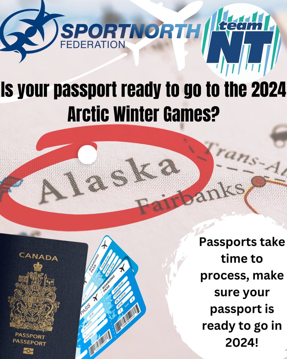 The 2024 Arctic Winter Games are in Mat-Su Alaska! This means all Canadians must have valid passports to go. Make sure your passport is up to date and will not expire before the games. Passports may take up to a few months to process.