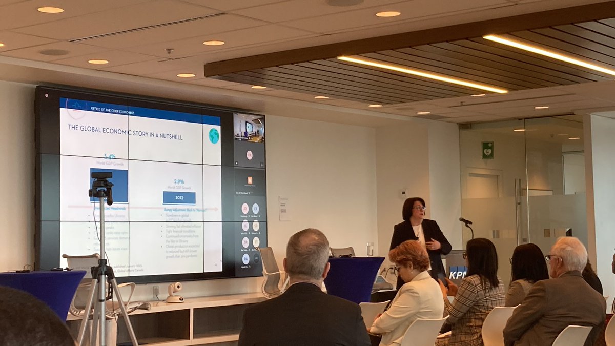 annabbrason's tweet photo. Interesting to hear the state of the economy and trade from @PaquetMF Chief Economist for Global Affairs Canada. #CGAITrade2023 @CAGlobalAffairs https://t.co/JC1gXOxOq5