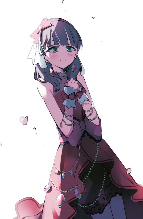 sakuma mayu 1girl solo smile dress blush jewelry hairband  illustration images