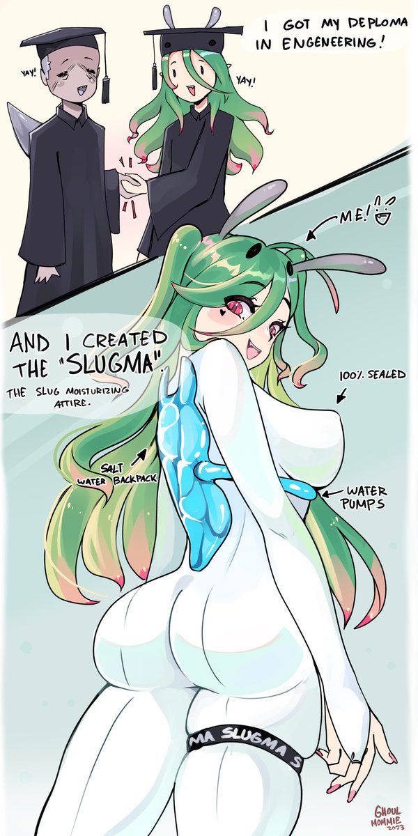 Ghoulmommie's tweet photo. Rough comic idea about a slug who goes to the surface and makes out with girls :>
retweets appreciated if you wanna see more of her! 🐌 https://t.co/WAy8kCkLvh