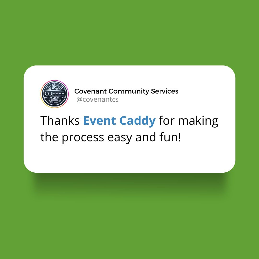 EventCaddy's tweet photo. 💚Customer love💚 Thank you to our friends at Covenant Coffee Community Services. We're so happy to make the tournament planning process easier for you!
#CharityTournament #Fundraiser #EventCaddy #GolfTournament #CustomerLove https://t.co/2zJbFcnKRX
