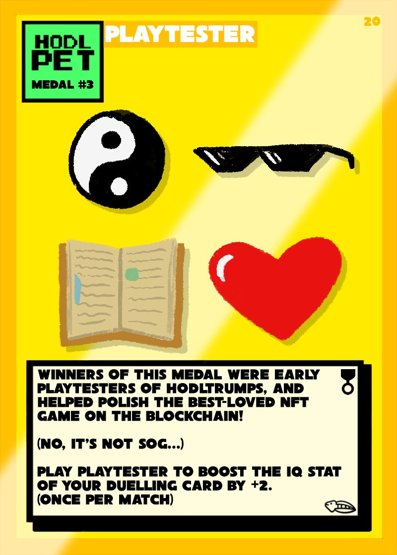 New players can win this low-supply PLAYTESTER medal simply by playing a few games and giving some feedback - only 8 remain! 🎖️

Come get involved at: t.me/hodltrumps