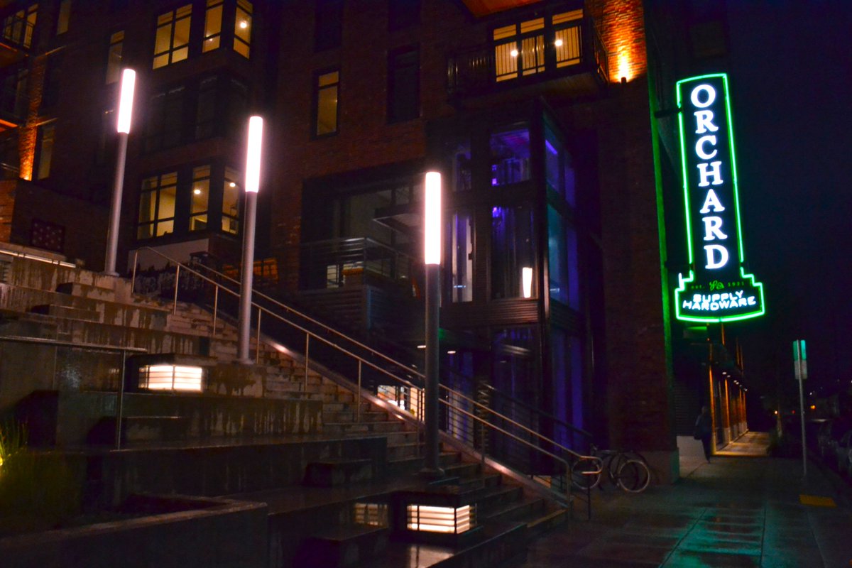 The Goat Blocks in Portland Oregon chose to light the stairs and alleyway with Ligman’s Smith Light Columns. The Mic 5 Large Floodlight was used along the walls of the alleyway, producing even illumination and low glare. #Smith #Ligman #Lighting #LED
