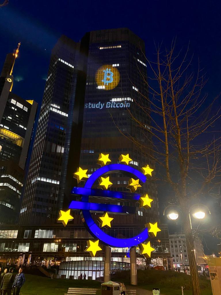 A picture is worth a thousand (seed) words. 🧡 #Bitcoin on the @ecb in Frankfurt.