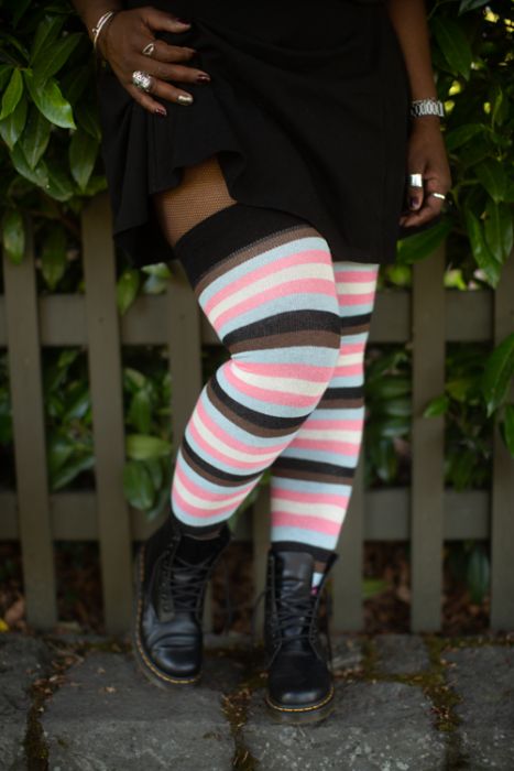 SockDreams's tweet photo. Ready for Pride?
Tube style, fits most shoe sizes.
Stretch, around leg: 27" at cuff, 22" mid-sock
Unworn length, toe to top: 35"
https://t.co/oDoZxlJi3N
#transpride #transprideflag #Pride2023 #thighhighs https://t.co/KqfqcwrnO3
