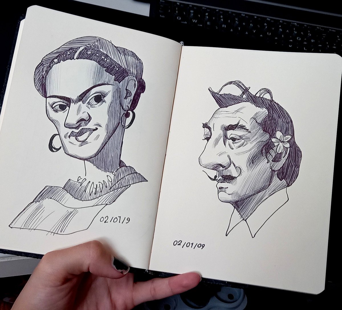 rahaseb's tweet photo. #art #penart #bicpenart #salvadordali #fridakahlo #characterdesign #illustration #bicpen https://t.co/FapTudDl69