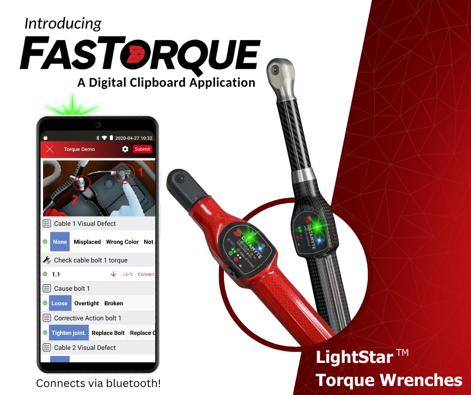 ASIDATAMYTE's tweet photo. Integrate your LightStar Torque Wrench with Digital Clipboard via our new FasTorque application! Streamline #torque data capture from your #torquewrench automatically via Bluetooth. 

Learn more at https://t.co/7Ao2Wa4ffF! https://t.co/OkhOi45Dbp
