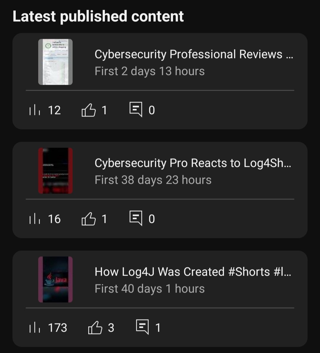 Idk if these shorts are being suppressed but I would have figured the infosec professional angle would have been picked up easier by the algorithm... weird