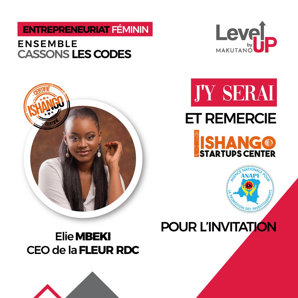ElieMbeki's tweet photo. Le rendez-vous est pris pour ce 31 Mars et 01 Avril 2023 au grand événement Level Up by MAKUTANO.
#entrepreneuriat #entrepreneuriatfeminin #ladyboss #business #workingirl https://t.co/ueijLuPWaB