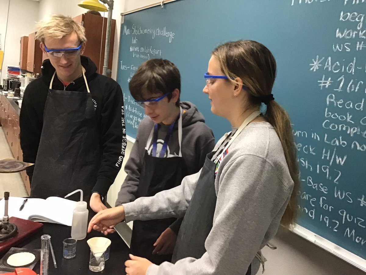 Honors Chemistry 1 students explored #chemicalreactions and #stoichiometry to determine how to produce exactly 1.00 grams of a salt. #oths #dodeagrants #scienceisfun