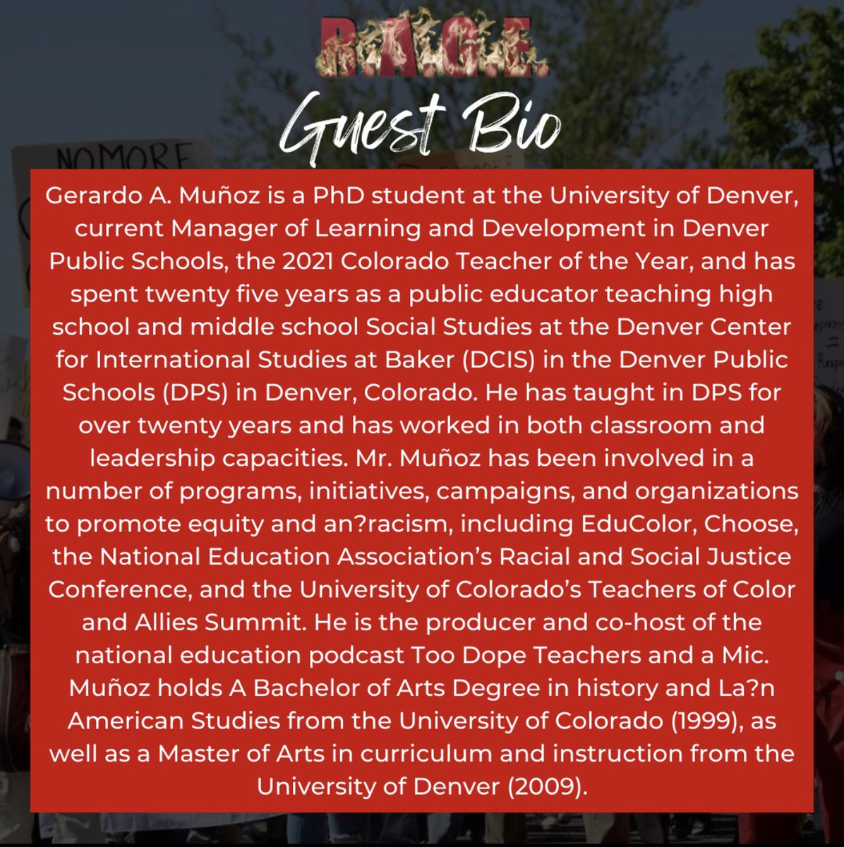 🎙New Episode Alert🎙Listen to the latest episode of The R.A.G.E. Podcast now at theragepodcast.com or IRISE RAGE on podbean, Apple podcasts, and Google Podcasts! Read more about our episode guest, <a href="/TooDopeTeachers/">TooDopeTeachers</a> down below!

For more R.A.G.E. info:
linktr.ee/TheRagePodcast