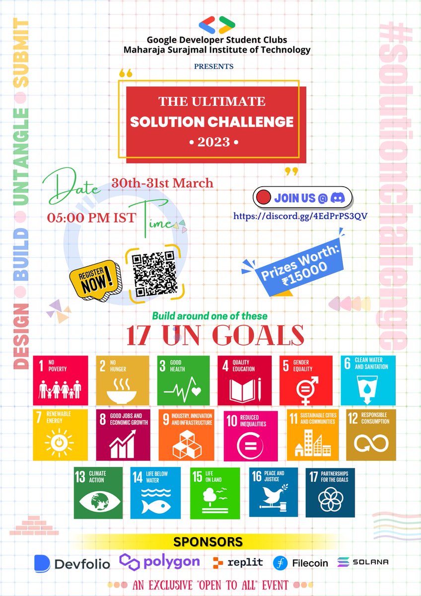GdscMsit's tweet photo. The Ultimate Solution Challenge is here🚀🚀

Participate in the 24hr online hackathon! Submit your Google Solution Challenge Project on @devfolio and get a chance to win exciting prizes worth Rs. 15k🤩

Register here:
https://t.co/e9uNnlpg8K
#Hackathon #solutionchallenge2023 https://t.co/QSR6RWnupk