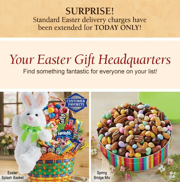 WiscCheeseman's tweet image. SURPRISE! Standard Easter delivery has been extended, but hurry: It ends today! Shop our site here for timely Easter delivery: buff.ly/3JSoCqi