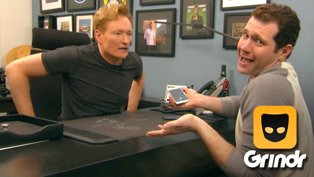 TeamCoco's tweet photo. Today #InsideConan takes a trip back to the Super Bowl with @BillyEichner! Mike, @jessiestwats, and Billy also discuss following Madonna all the way to Israel with #CONAN producer Frank Smiley, shooting the classic Grindr remote, and more. Listen: https://t.co/uOc58Pjgs7 https://t.co/0yb10C7nO0