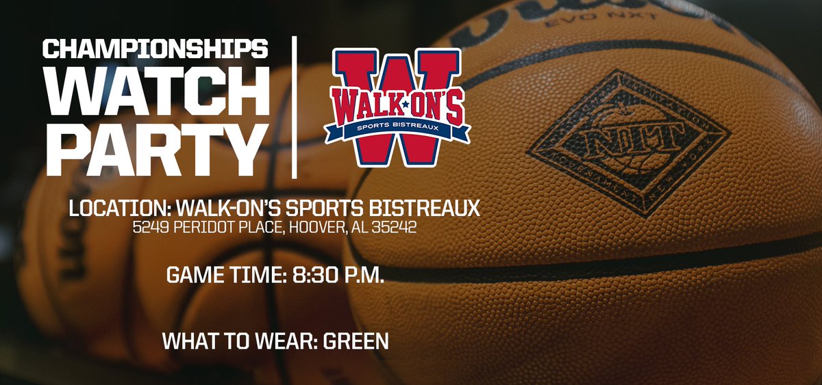 UAB Athletics (@UAB_Athletics) on Twitter photo 2023-03-29 19:03:07 Last night was fun! Let's do it again! Blazer fans are invited to Walk-On's for the official Watch Party for the NIT Championship game between @UAB_MBB & North Texas. ๐
Thu. 3/30 ๐Walk-On's (5249 Peridot Pl) โฐGet there early! ๐Tip-off: 8:40 pm ๐alumni.uab.edu/nitfinal Last night was fun! Let's do it again! Blazer fans are invited to Walk-On's for the official Watch Party for the NIT Championship game between @UAB_MBB & North Texas. ๐
Thu. 3/30 ๐Walk-On's (5249 Peridot Pl) โฐGet there early! ๐Tip-off: 8:40 pm ๐alumni.uab.edu/nitfinal
