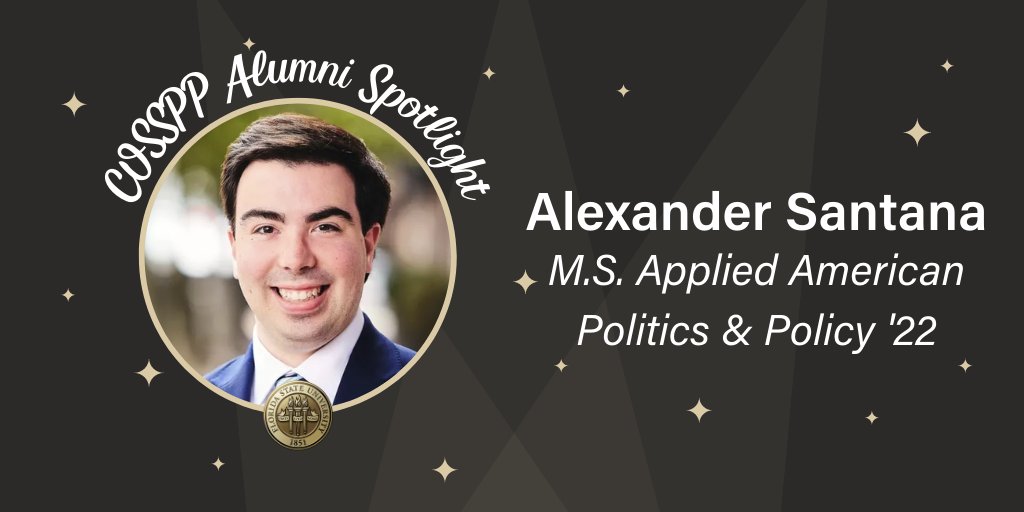 Alexander Santana – a recent COSSPP graduate – was hired as a Government Affairs Coordinator at Floridian Partners, LLC, a lobbying and consulting firm based in Tallahassee.

“The firm was impressed by the MAAPP program,” he said. 

Read more: coss.fsu.edu/alumni-spotlig…